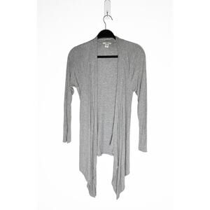 Bar III Women's Open Front Waterfall Cardigan Gray Ribbed Jersey Stretch Casual